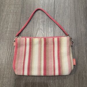 Striped Pink and Cream Pouch